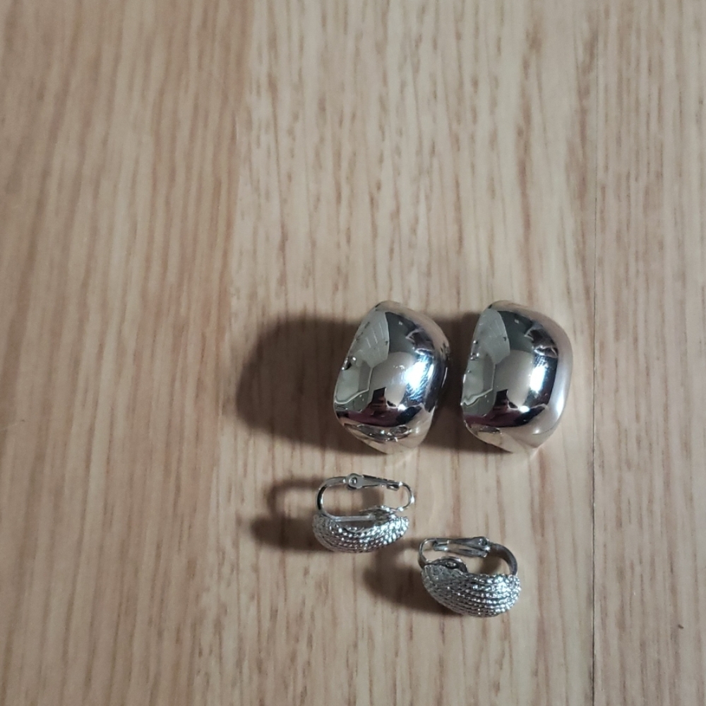 Trifari silver clip on earrings 2 pairs